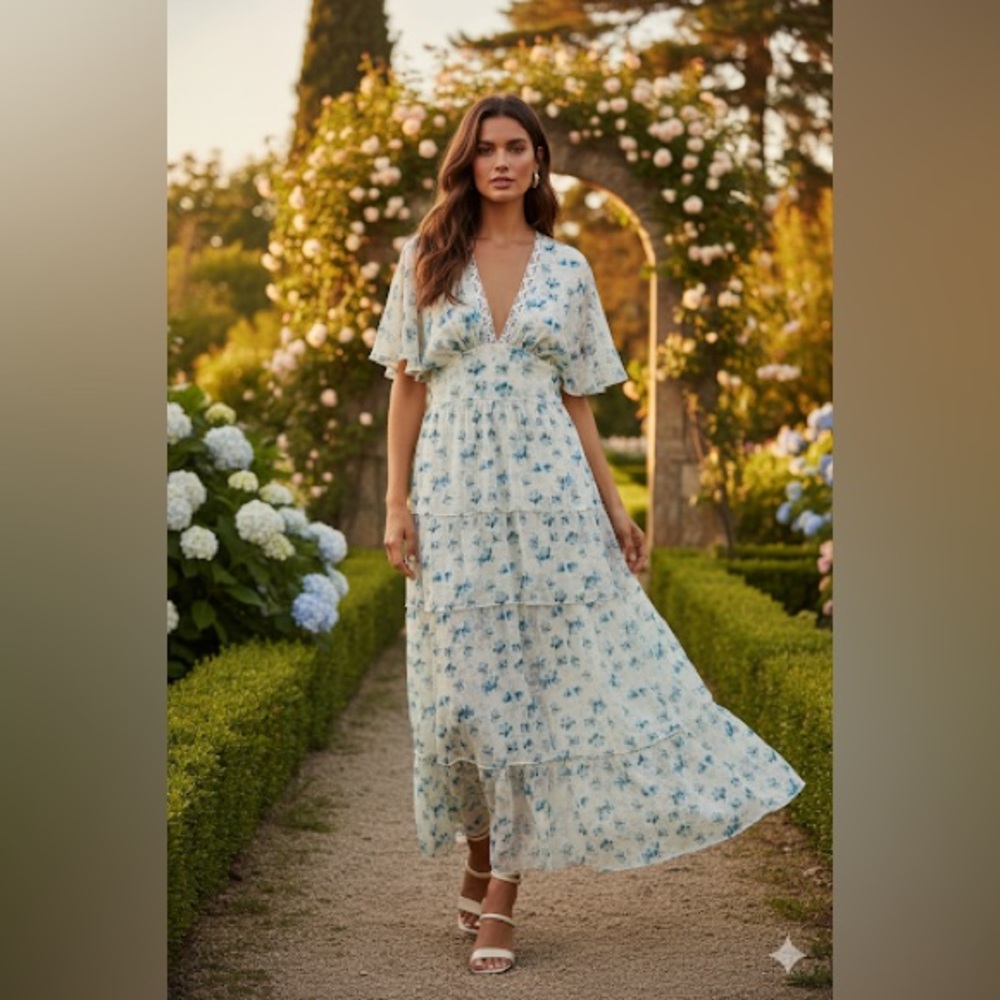 Gorgeous Vilshenko Silk Floral Maxi Dress, Size UK10 /US 6